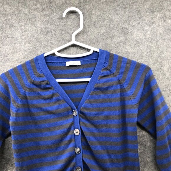 Louis Louise Girls Size 6 Cardigan Blue Stripe V-Neck Pima Cotton Button Front - Picture 3 of 11